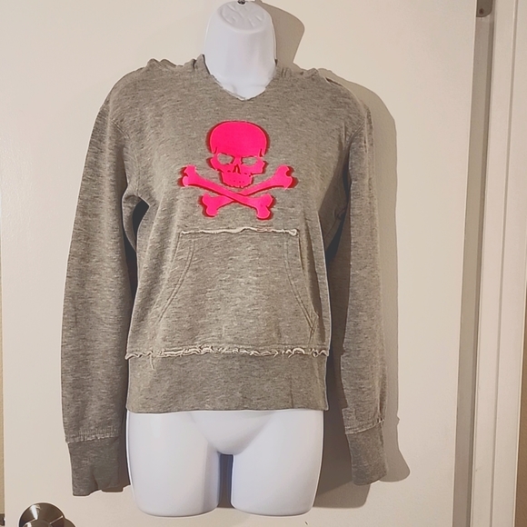 Hot pink skull, hoodie sweatshirt, size small - Picture 1 of 3